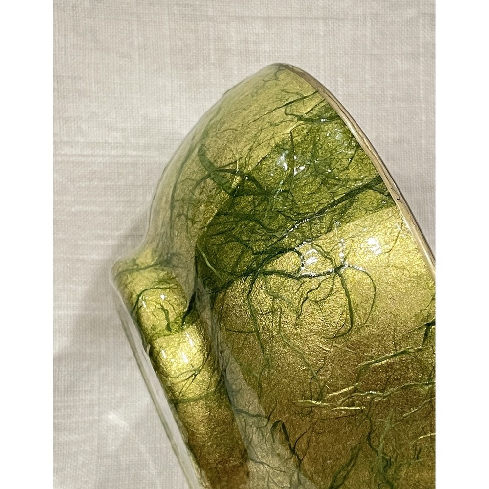 Scott Potter Fish And Shells In Gold And Green Small Bowl 5in Across SIGNED - Picture 15 of 16